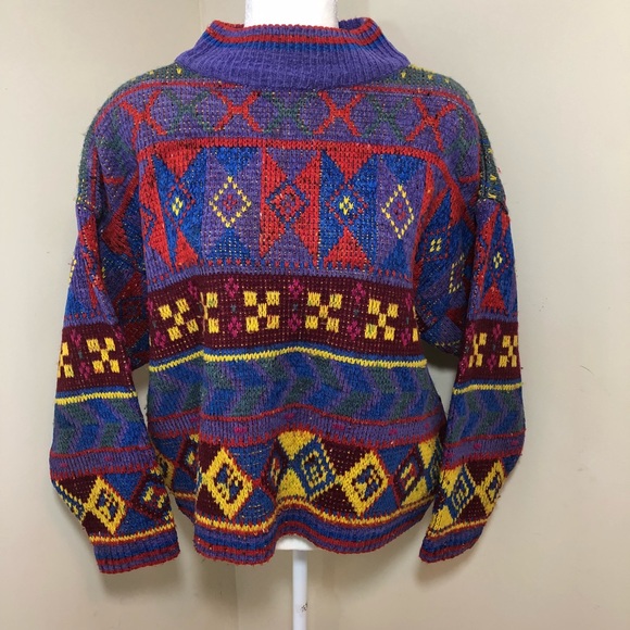 Liz Claiborne Sweaters - Vintage Liz Wear | Vibrant Geometric Sweater Sz L